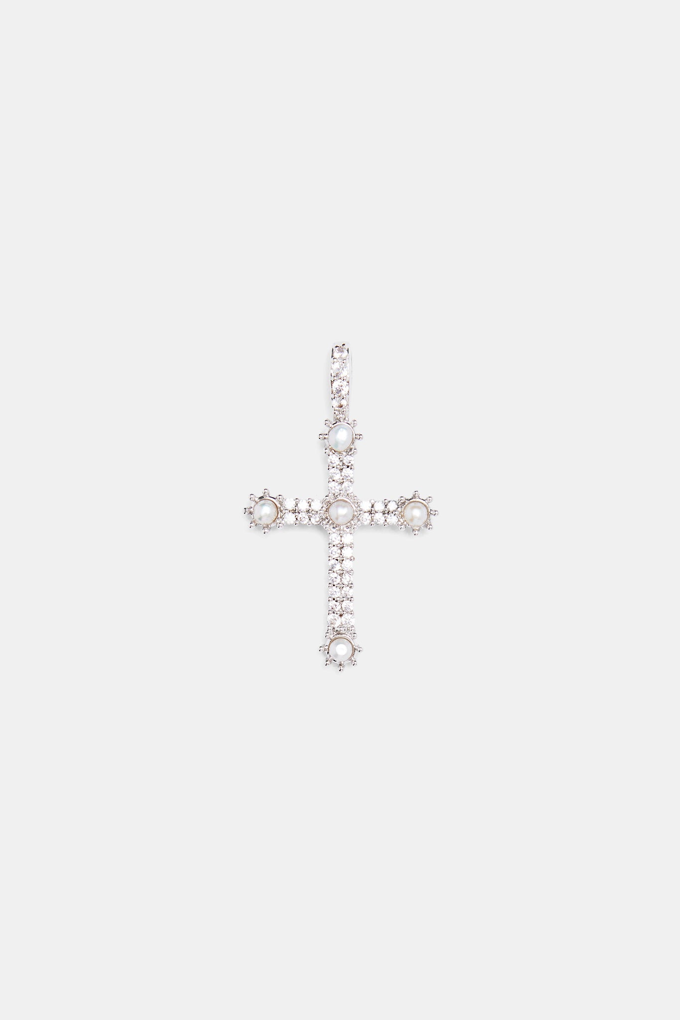 4mm Freshwater Pearl & CZ Mix Cross Pendant